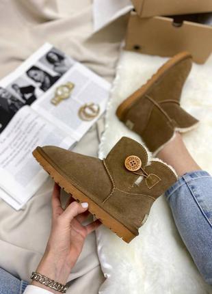 🥰❄️ugg mini bailey batton beige❄️🥰женские угги с мехом, угги жіночі