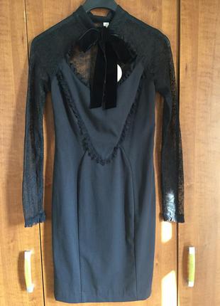 Новое черное вечернее платье lunatic (италия), размер xs-s2 фото