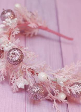 Розовый обруч ободок новогодний5 фото