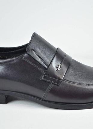 Мужские кожаные классические туфли черные с бордо ikos 3368 - 95 фото