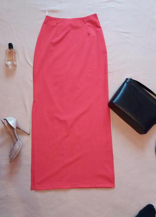 Очень красивая ,качественная і стильная длинная юбка, кораловая, алая, довга спідниця5 фото