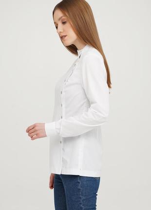 Однотонная белая женская рубашка с асимметричным дизайном aloё #32 фото
