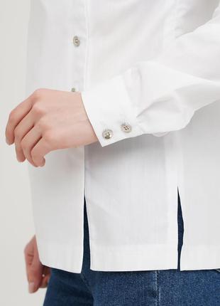 Однотонная белая женская рубашка с асимметричным дизайном aloё #34 фото