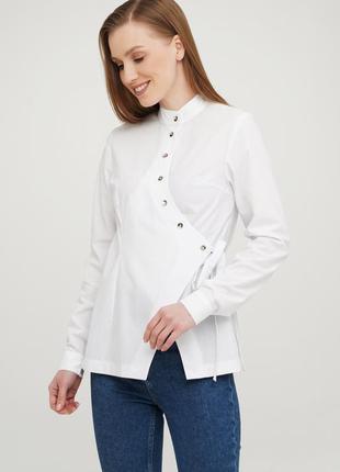 Современная женская рубашка с вырезом aloё #5
