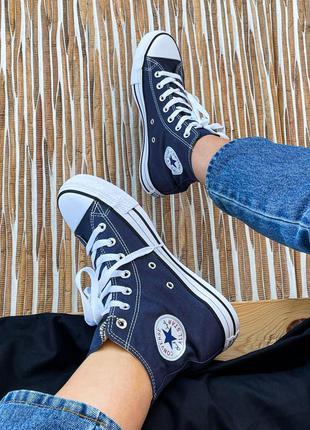 ⭐converse high navy blue⭐(36рр - 44рр)⭐кеды конверс высокие, кеди конверс, кеди конверс сині високі10 фото