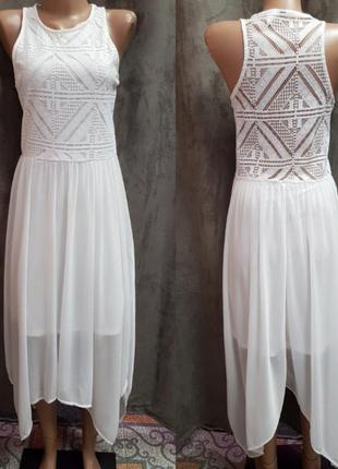 Белое асимметричное платье миди,белре платье миди h&m2 фото