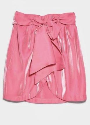 Шёлковая розовая юбка zara3 фото