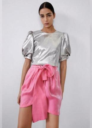 Шёлковая розовая юбка zara5 фото