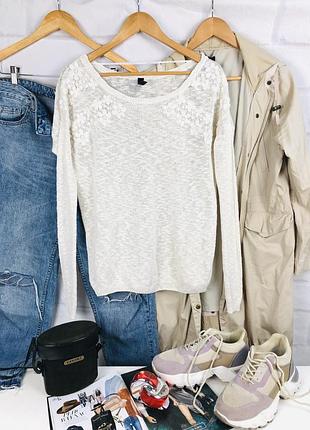 Кофта біла з ажуром оверсайз