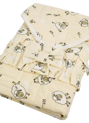 Конверт детский одеяло для новорожденного 80х90см (бежевый) "ягнята" ковдра для новонародженого дитячий