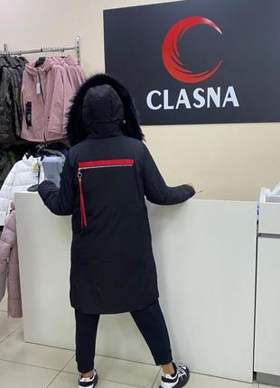 Зимова жіноча чорна куртка парку c натуральним хутром zlly 92016