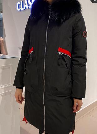 Зимова жіноча чорна куртка парку c натуральним хутром zlly 92016
