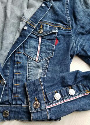 Джинсовая куртка короткая джинсовая женская куртка dsquared4 фото
