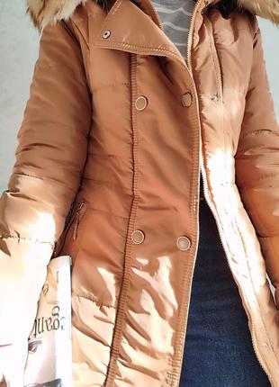 🔥🔥чудове зимове пальто з пояском та капюшоном єнота symonder8 фото