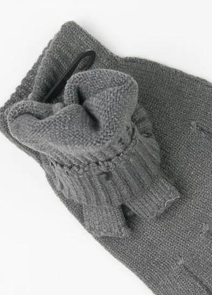 Чоловічі в'язані рукавиці/ рукавички без пальців в універсальному розмірі. рукавички без пальців матеріал мітенки: вовна ; колір: чорний, сірий;3 фото