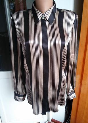 Розкішна атласна блуза / сорочка в смужку madeleine 100% шовк