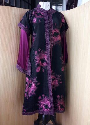 Атласное платье туника и кафтан  двойка m/l