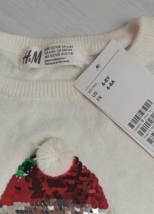 Кофта кофточка светр светр новорічна новорічна з паєтками паєтками паєтками h&m3 фото