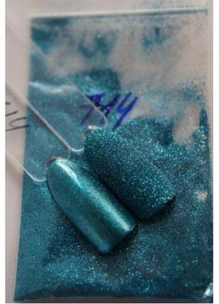 Зеркальный блеск песочек мелкий для ногтей голубой лазурный бирюзовый голографический 10913