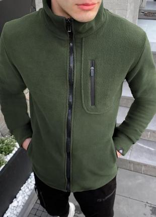 Мужская кофта на молнии флисовая, спортивная теплая толстовка зимняя с карманами на мужчин4 фото