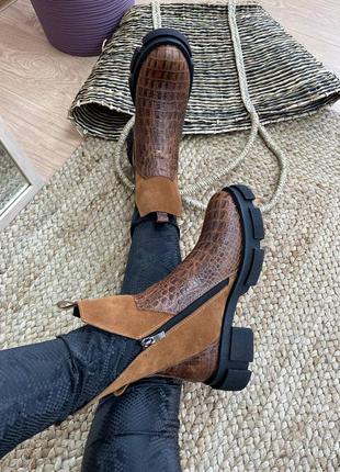 Оригінальні ботиночки з натуральної шкіри та замші кожаные замшевые ботиночки