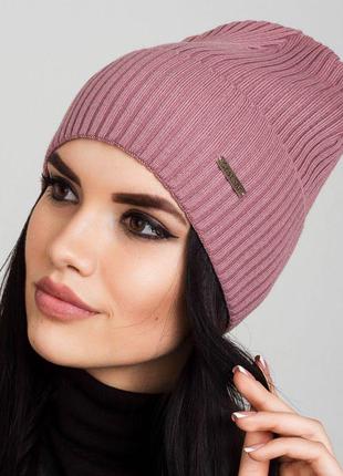 Осенняя женская шапка лопата с отворотом