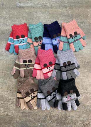 Шерсть перчатки варежки рукавицы для девочек зима осень8 фото