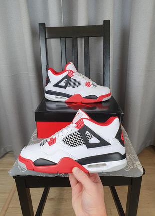 Кроссовки мужские осень-весна nike air jordan 4 retro fire red найк аир джордан ретро 4