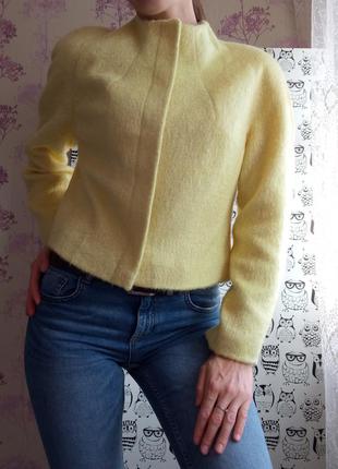 Пиджак мохер,блейзер шерсть,жакет лимонный,піджак короткий яскравий1 фото