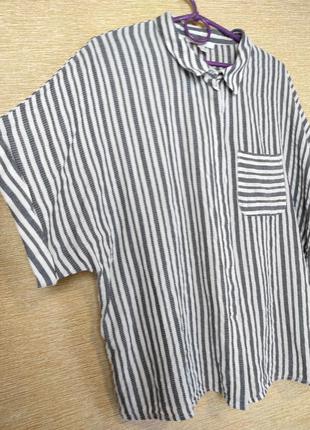Хлопковая блузка рубашка сорочка в полоску3 фото