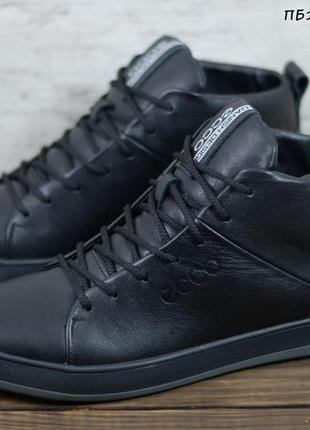 Мужские кожаные зимние кеды ecco