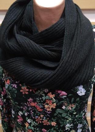 Шарф, снуд, хомут, теплий, в'язаний, чорний, c&a, 26х152см, 17905