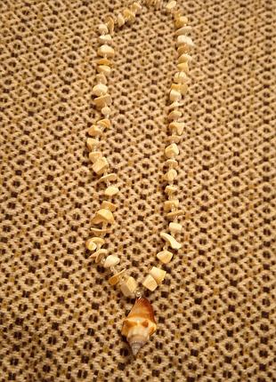 Красивое колье без застежки из черноморской ракушки с подвеской