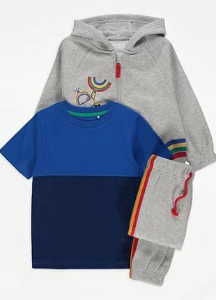 Спортивный  костюм тройка худи штаны футболка на флисе для мальчика goerge