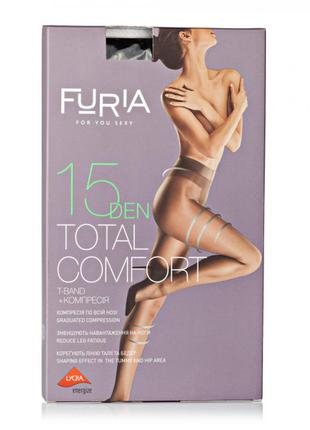 Тілесні колготки 2-s, 3-m 15 den furia компресія без шортиків прозорі