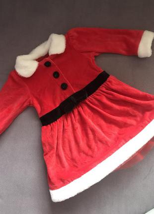 Новорічне велюрову сукню для дівчинки 6-9 місяців