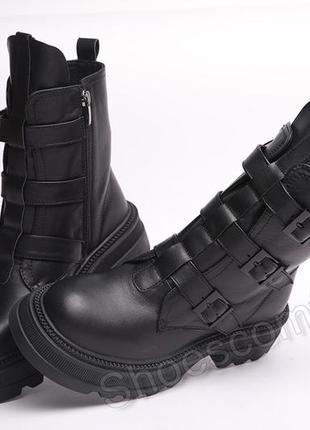 Женские зимние ботинки teona 21384 натуральная кожа черные2 фото
