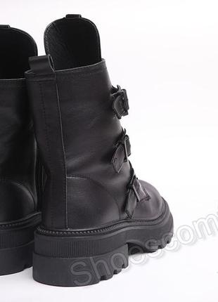 Женские зимние ботинки teona 21384 натуральная кожа черные7 фото