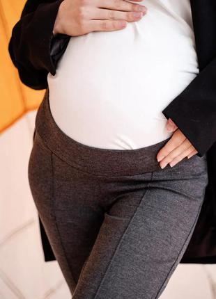 Сірі легінси брюки для вагітних трикотажні (брюки леггинсы для беременных трикотажные серые)5 фото
