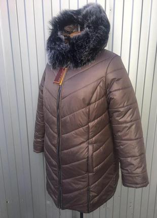 Зимняя куртка,пальто с мехом ,большие объемы,размеры.5 фото