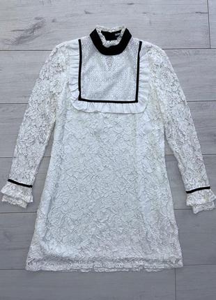 Платье гипюровое белое fashion union нежное ажурное мини кружевное5 фото