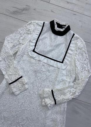 Платье гипюровое белое fashion union нежное ажурное мини кружевное6 фото
