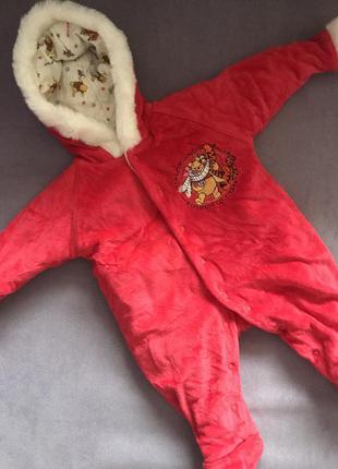 Велюровий утеплений чоловічок disney, 0-3 місяці