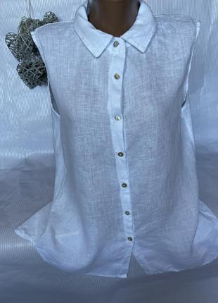 Шикарна біла сорочка льон 100%