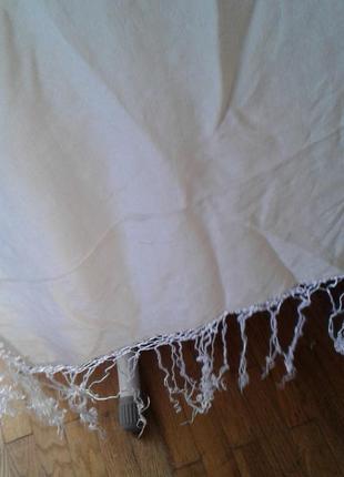 Винтажный крепдешиновый платок шаль палантин с шелковой бахромой2 фото