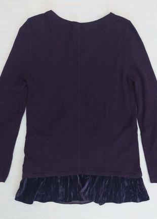 Шерстяной джемпер,  фиолетовый, туника, кофта, шерсть, с оборкой2 фото