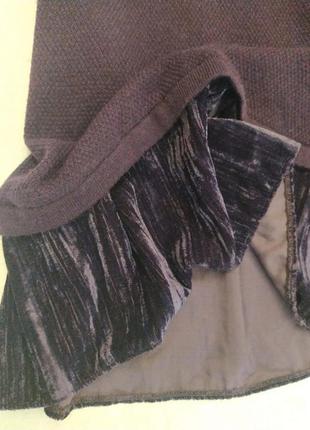 Шерстяной джемпер,  фиолетовый, туника, кофта, шерсть, с оборкой6 фото