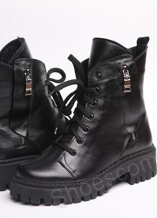 Женские зимние кожаные ботинки topas 21180 черные3 фото