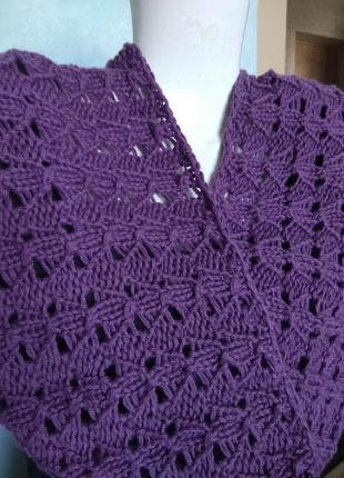 Ажурний лавандовий снуд/ліловий шарф фіолетовий палантин хустку4 фото