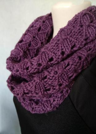 Ажурний лавандовий снуд/ліловий шарф фіолетовий палантин хустку5 фото